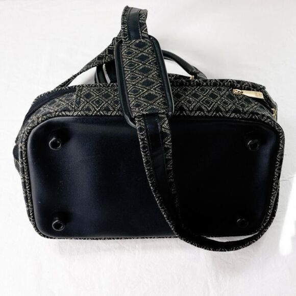 Vintage Pegasus Canvas Dome Top Diamond Pattern Train Case Cabin Bag - Picture 9 of 10